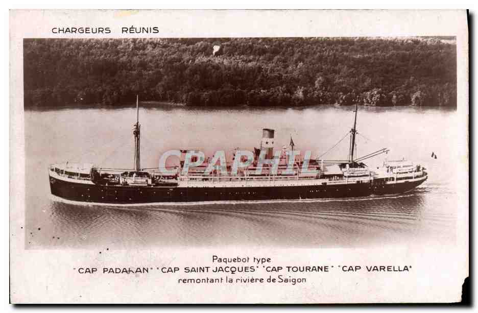 CPA Bateau Chargeurs Reunis Cap Padaran Cap Saint Jacques Cap Tourane Cap Varella Saigon Indochine Vietnam