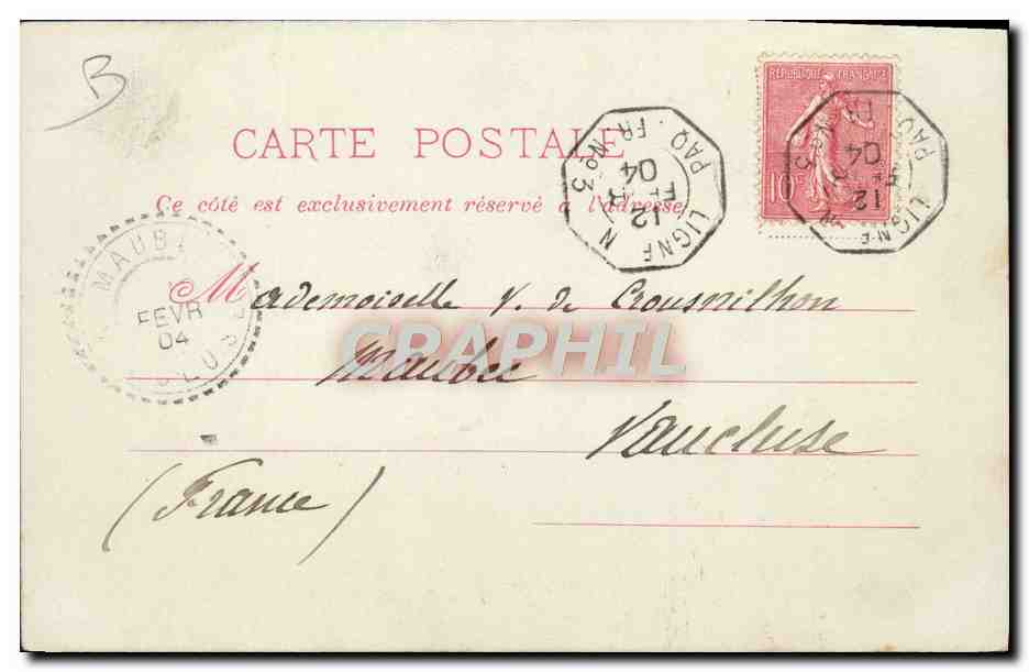 Buque de vapor en Marsella — Messageries Maritimes — editor Armand-Béhie, número de serie no visible — Reverso