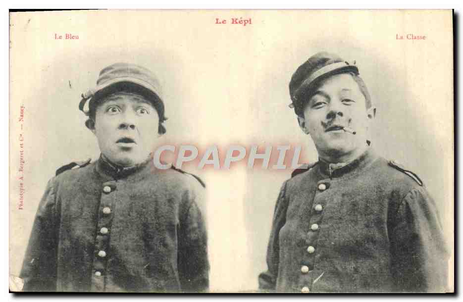 Deux soldats en képi — caricature — Phototypies A. Burgert et Cie, Nancy