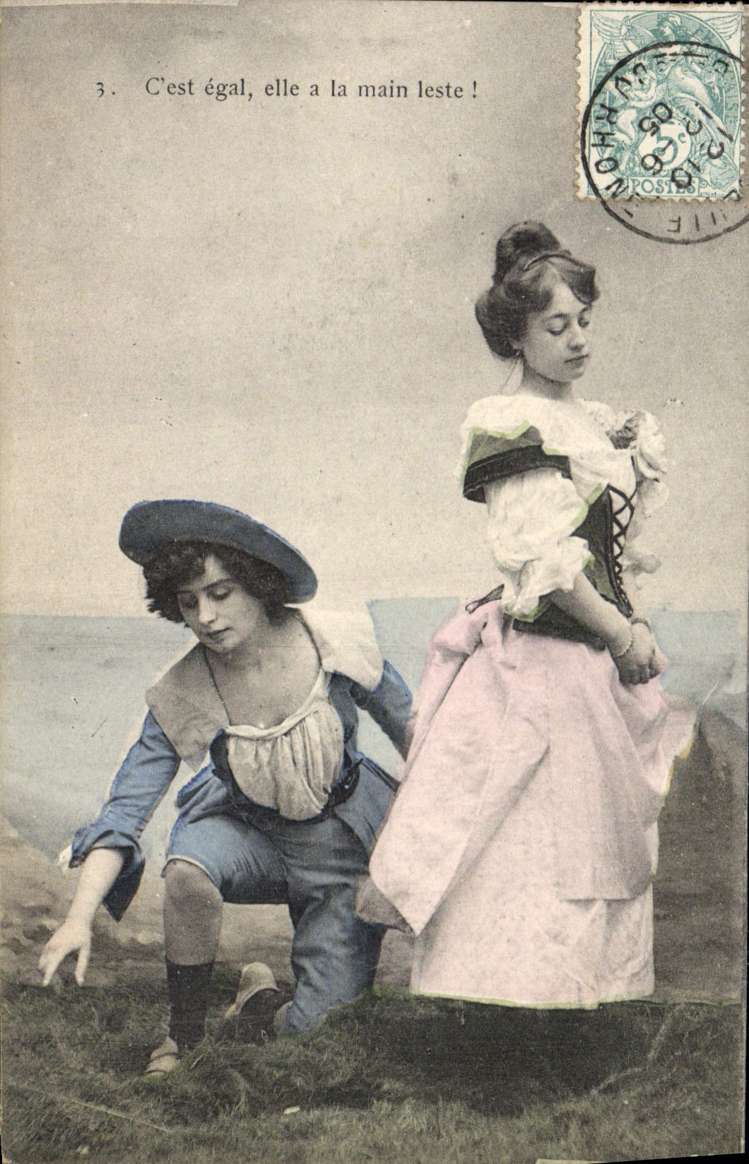 Dos jóvenes mujeres en traje de escena — escena cómica — editor anónimo, n° 3