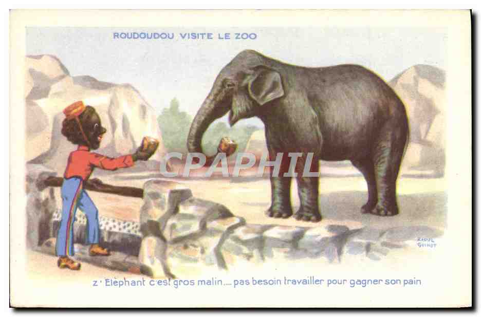 CPA Elephant Roudoudou visite le zoo 