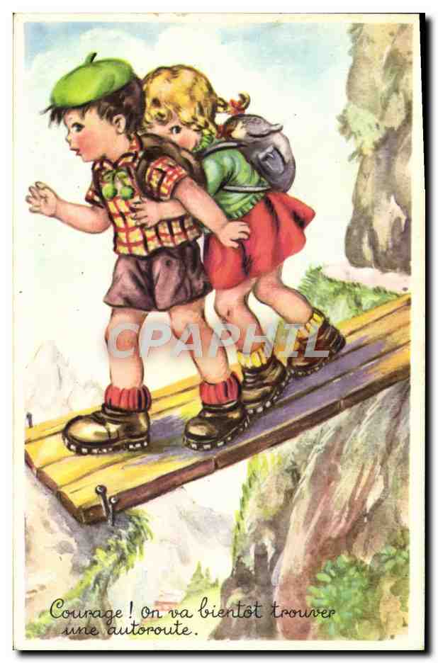 CPA Fantaisie Illustrateur Enfants Randonnee