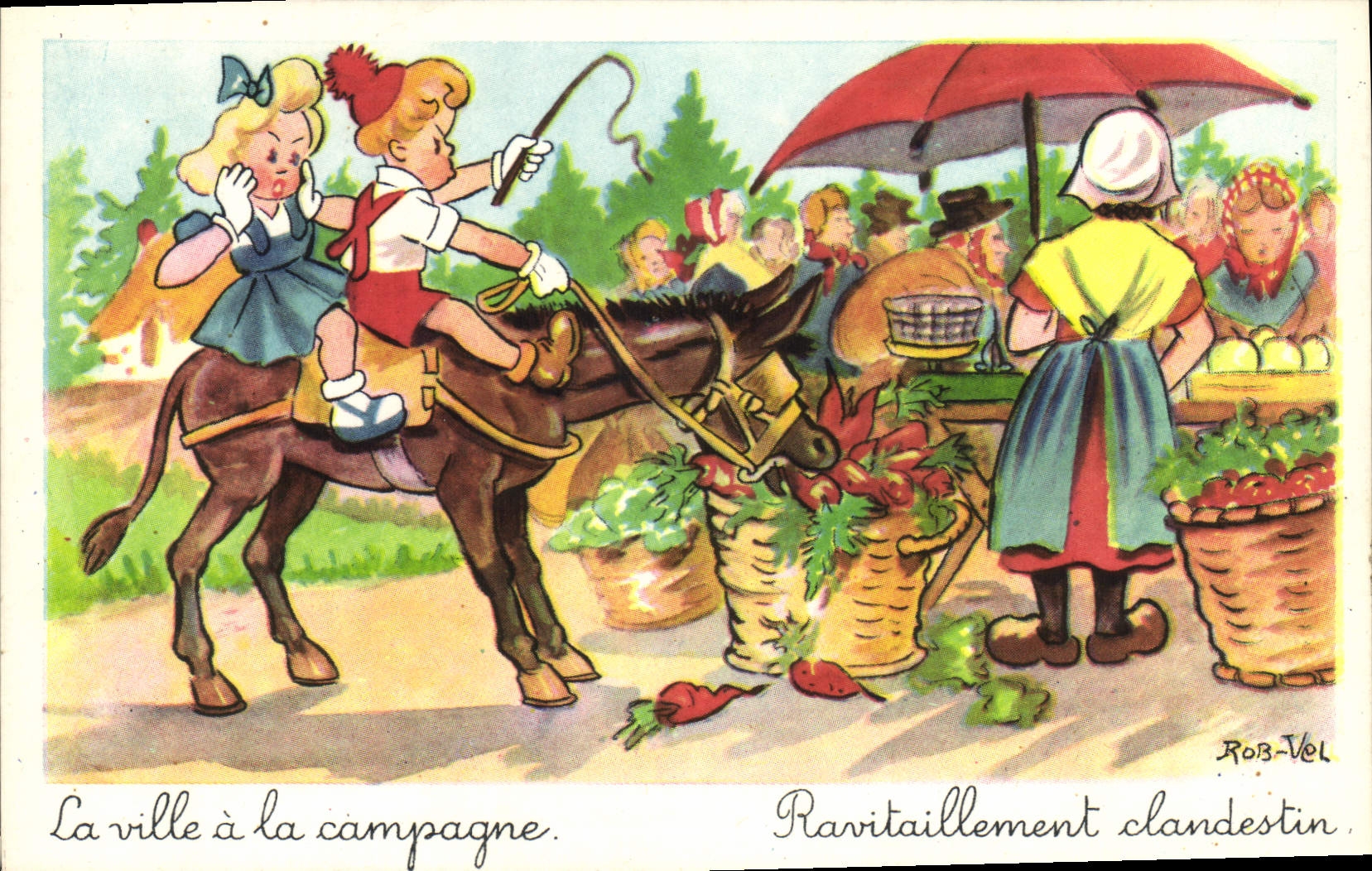 CPA Fantaisie Illustrateur Ane Mule Rob Nel
