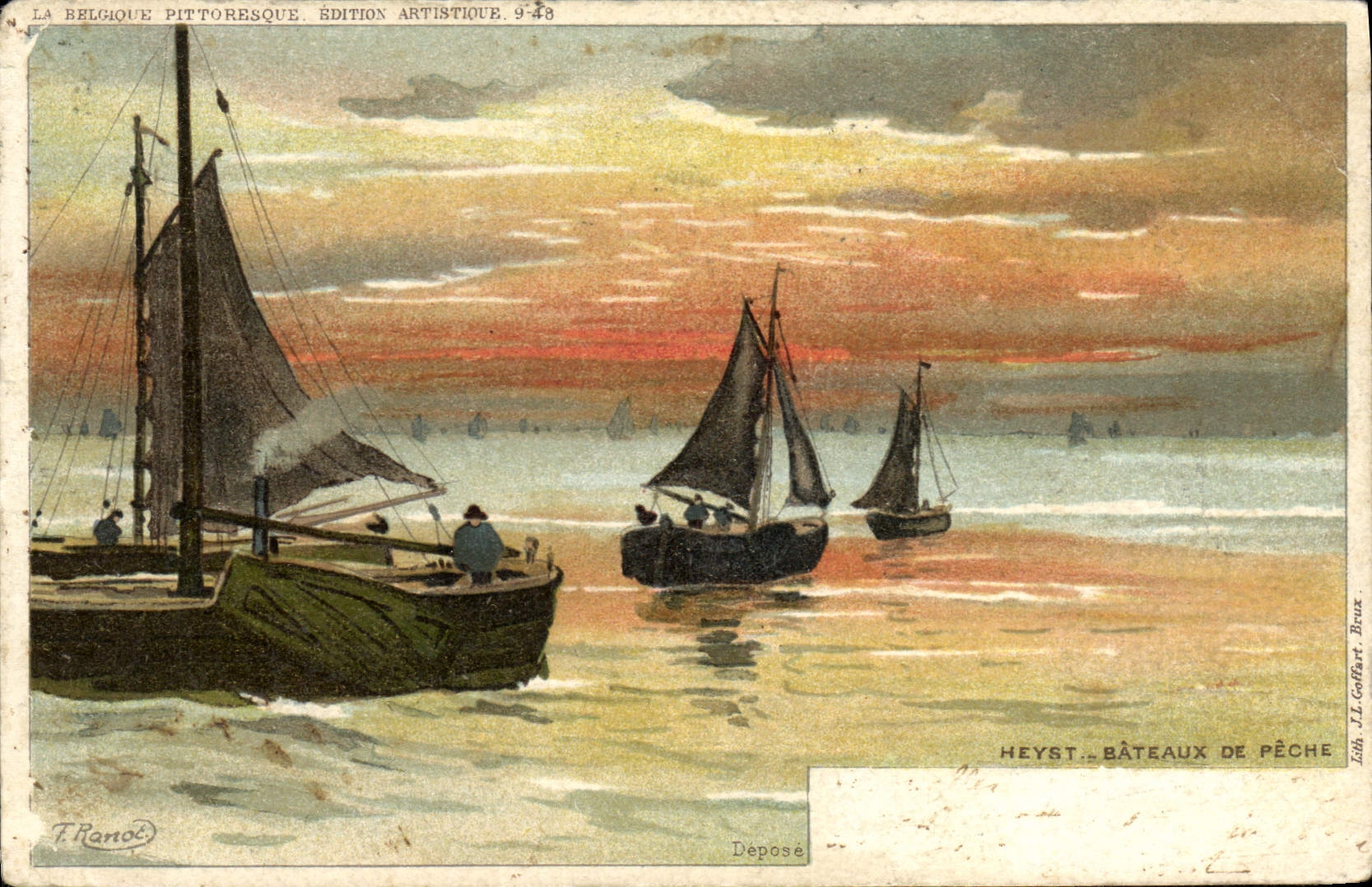 CPA Fantaisie Illustrateur Ranot Heyst Bateaux de peche 