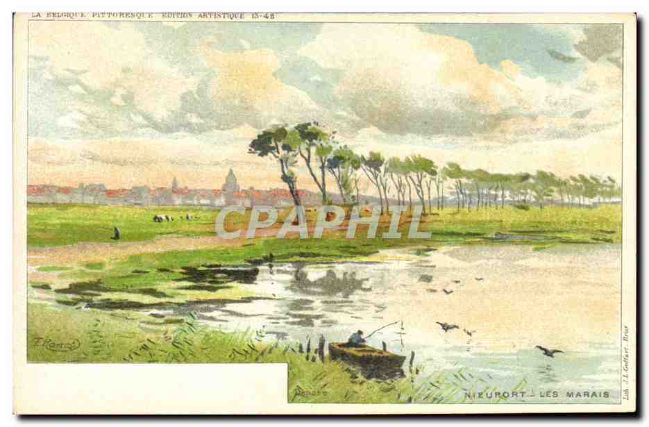 CPA Fantaisie Illustrateur Ranot Nieuport Les marais Peche Pecheur