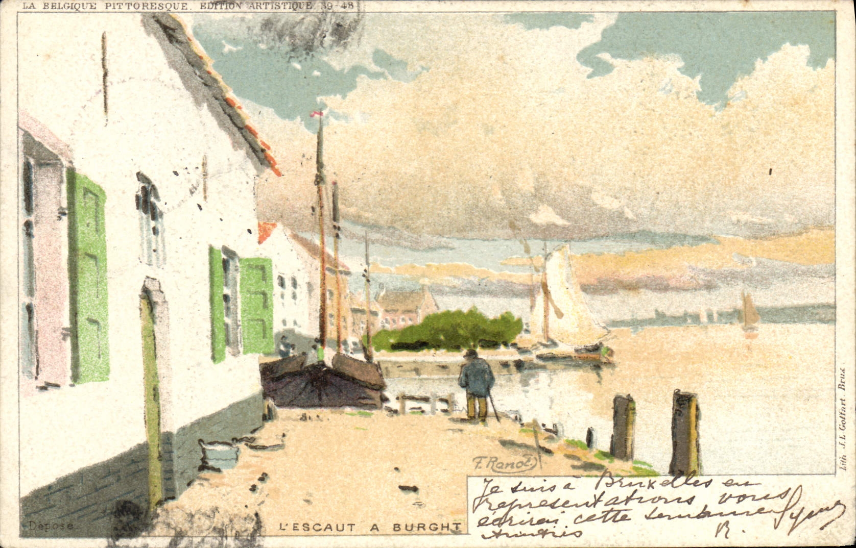 CPA Fantaisie Illustrateur Ranot L'Escaut a Burght Bateau