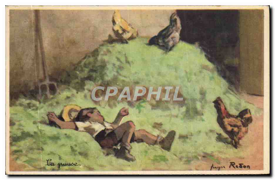 CPA Fantaisie Illustrateur Redon Poules