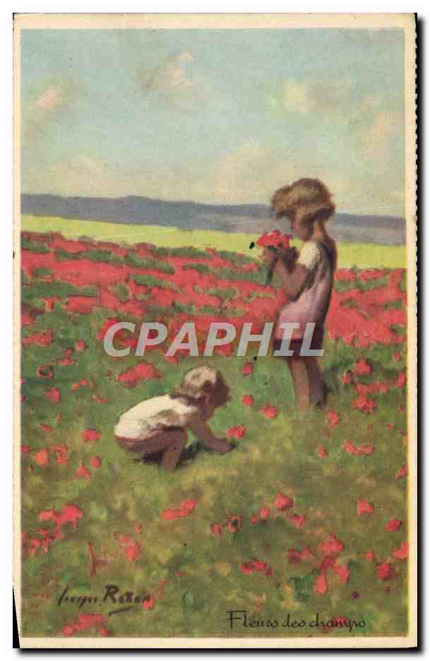 CPA Fantaisie Illustrateur Redon Enfants Fleurs des champs