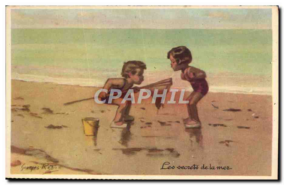 CPA Fantaisie Illustrateur Redon Enfants Les secrets de la mer