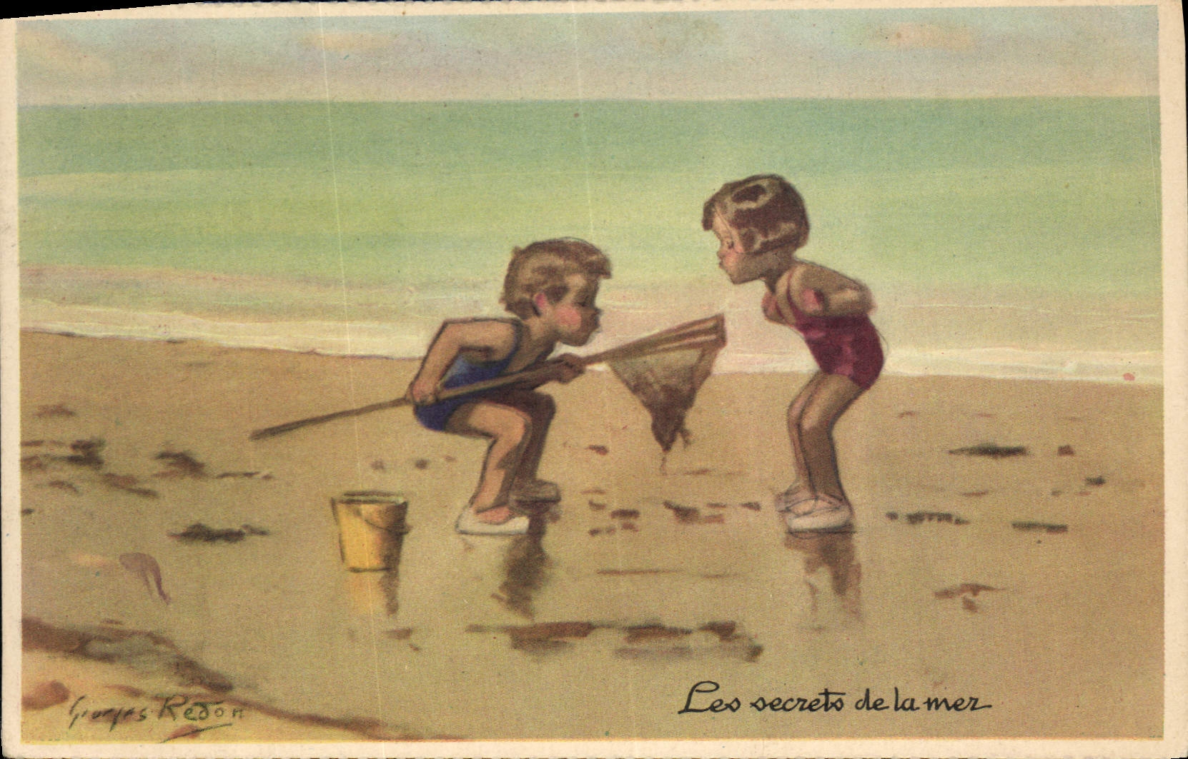 CPA Fantaisie Illustrateur Redon Enfants Les secrets de la mer