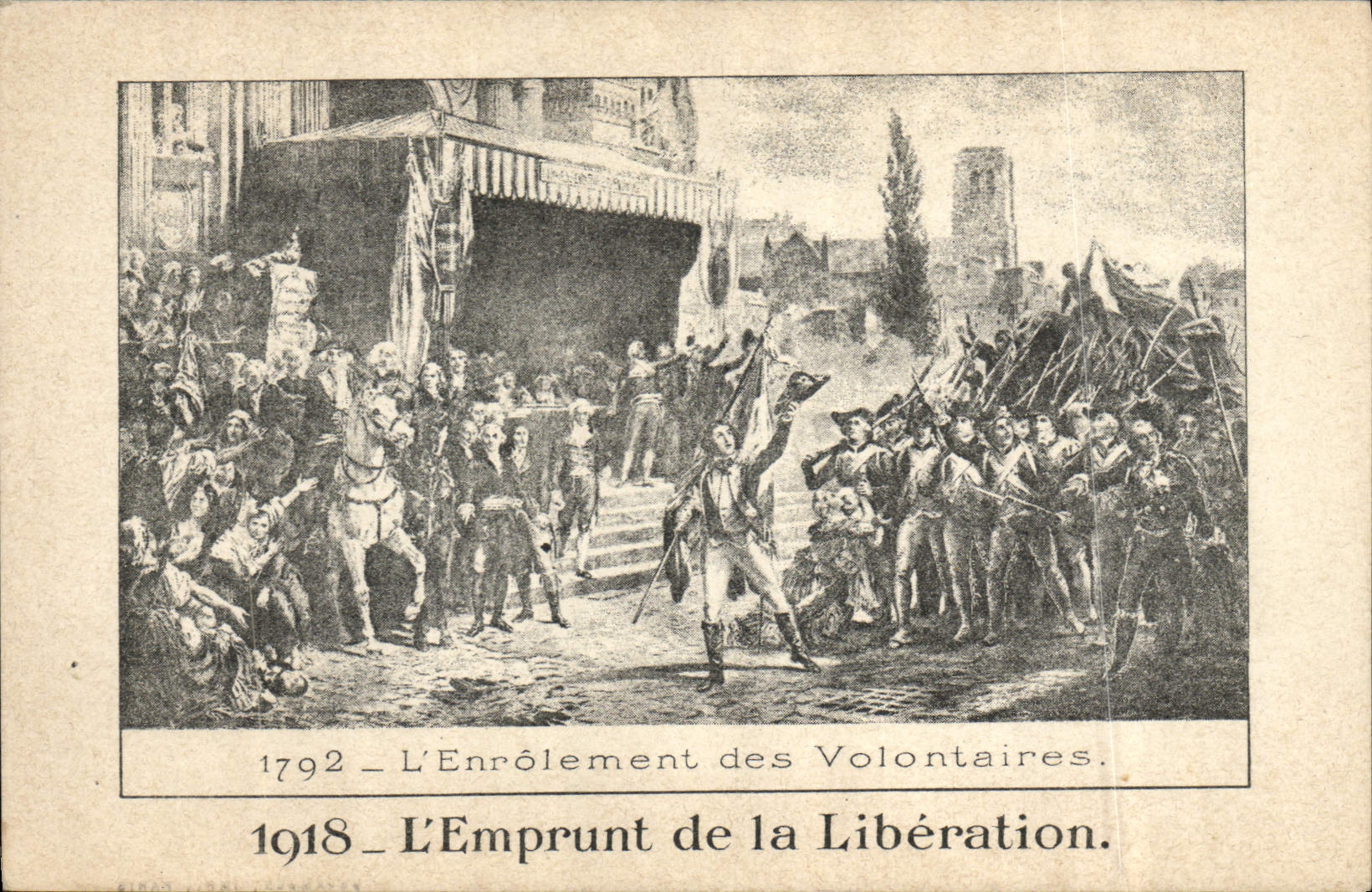 CPA Militaria Enrolement des volontaires Emprunt de la Liberation 1792 1918 