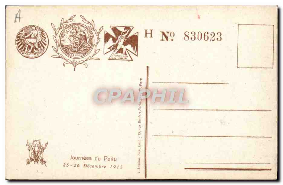 CPA Militaria Journee du Poilu 25 et 26 decembre 1915 — Rückseite