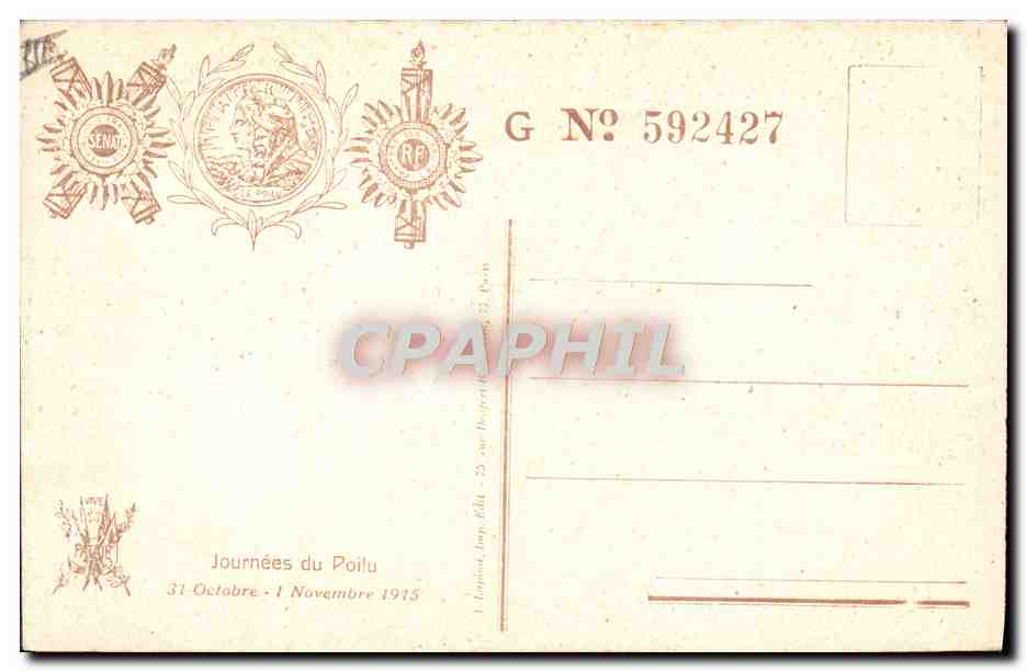 CPA Militaria Journee du Poilu 1915 — Rückseite