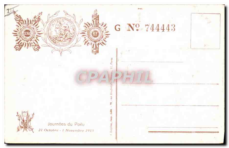 CPA Militaria Journee du Poilu 1915 — Rückseite