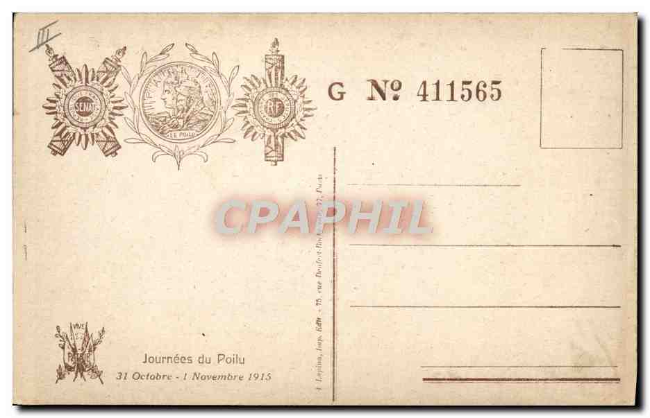 CPA Militaria Journee du Poilu 1915 — Verso