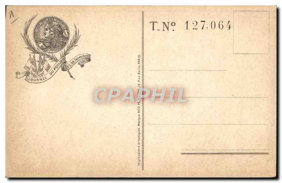 CPA Militaria Journee du Poilu 1915 25 et 26 decembre 1915 — Rückseite