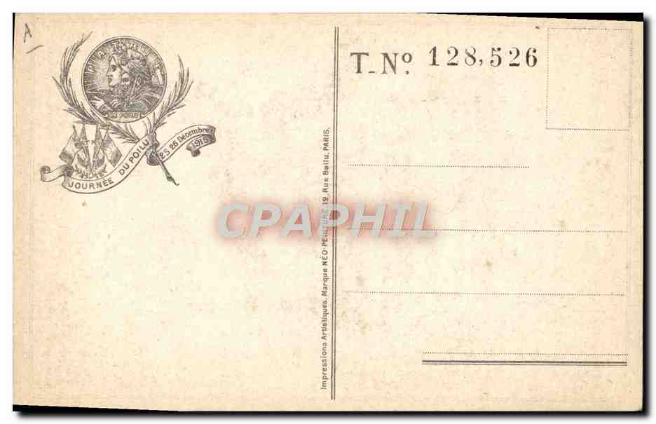 CPA Militaria Journee du Poilu 25 et 26 decembre 1915 — Rückseite