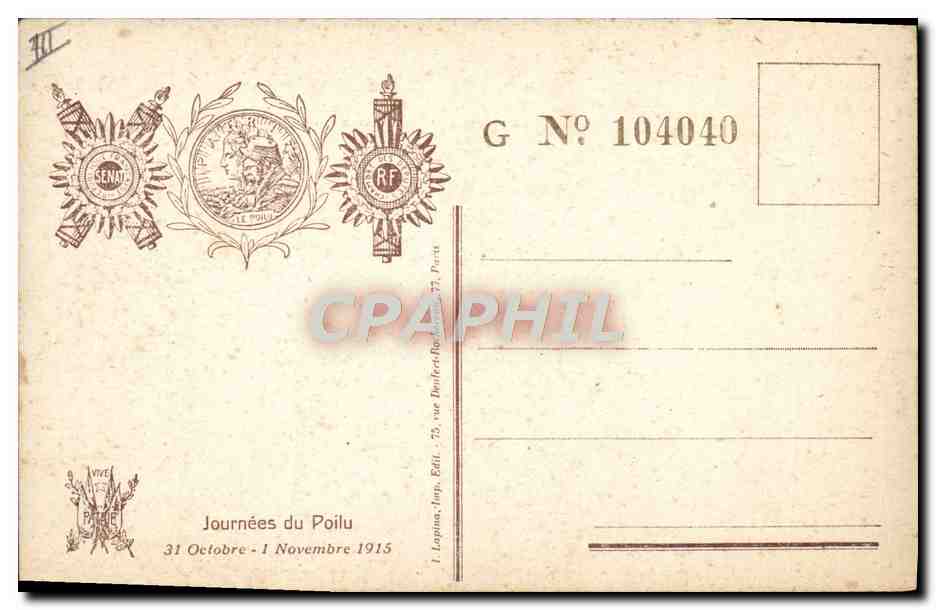 CPA Militaria Journee du Poilu 1915  — Rückseite