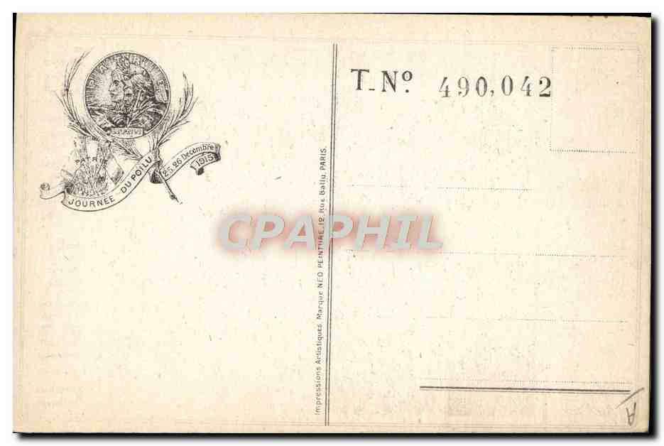 CPA Militaria Journee du Poilu 25 et 26 decembre 1915 — Verso