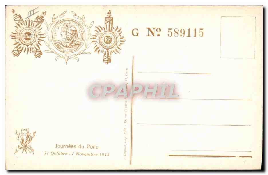CPA Militaria Journee du Poilu 1915 — Verso