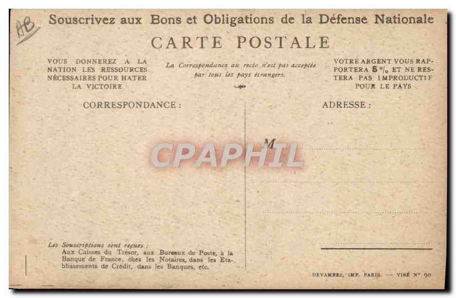 CPA Militaria Bons de Souscription Nationale — Rückseite