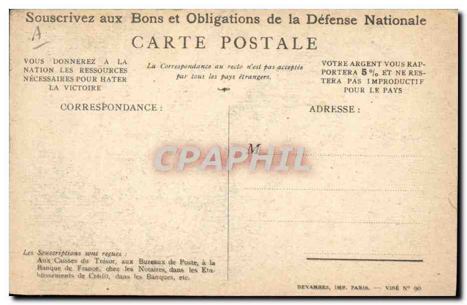 CPA Militaria Bons de Souscription Nationale — Rückseite