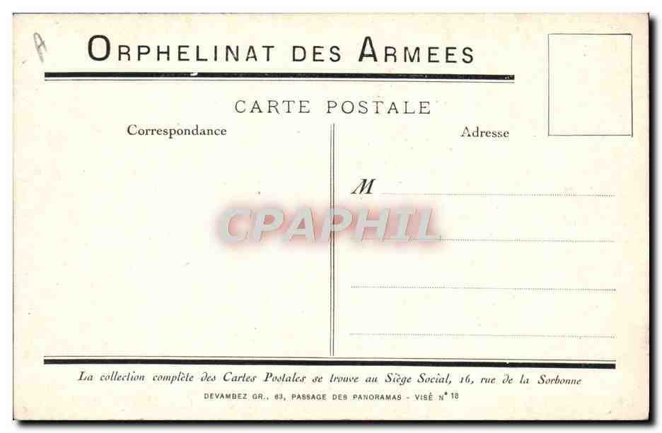 CPA Militaria Journee de l'orphelinat des Armees 20 juin 1915 — Rückseite