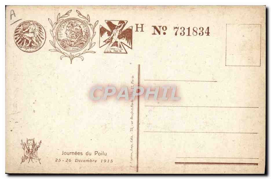CPA Militaria Journee du Poilu 25 et 26 decembre 1915 — Rückseite