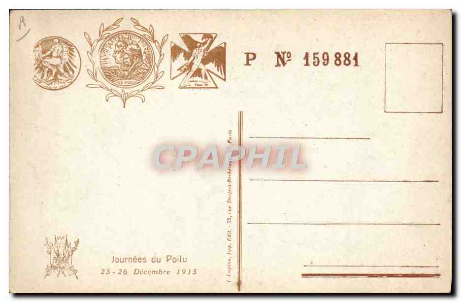 CPA Militaria Journee du Poilu 25 et 26 decembre 1915 — Rückseite