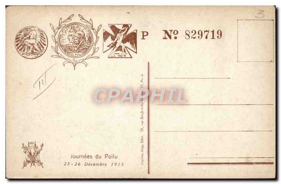 CPA Militaria Journee du Poilu 25 et 26 decembre 1915 — Rückseite