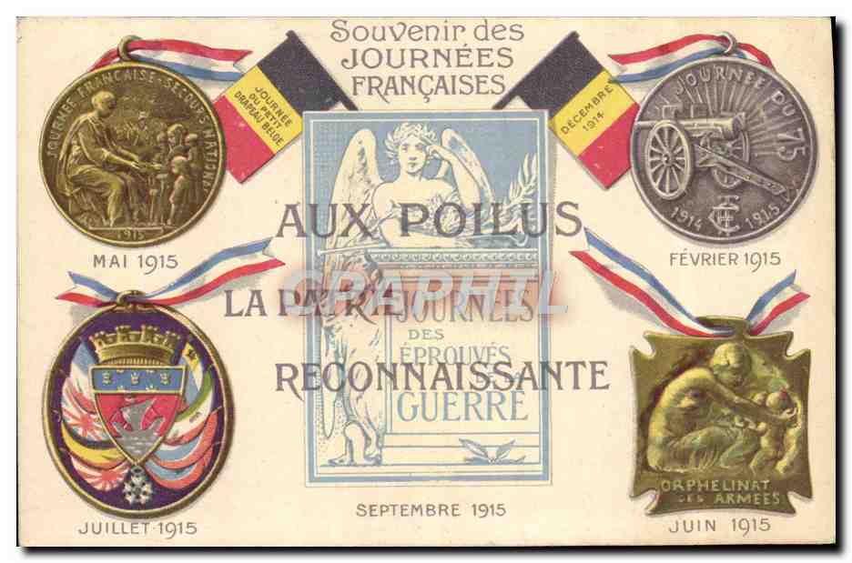 CPA Militaria Aux poilus La Patrie reconnaissante Medaille