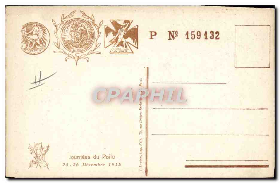 CPA Militaria Journee du Poilu 25 et 26 decembre 1915 — Rückseite