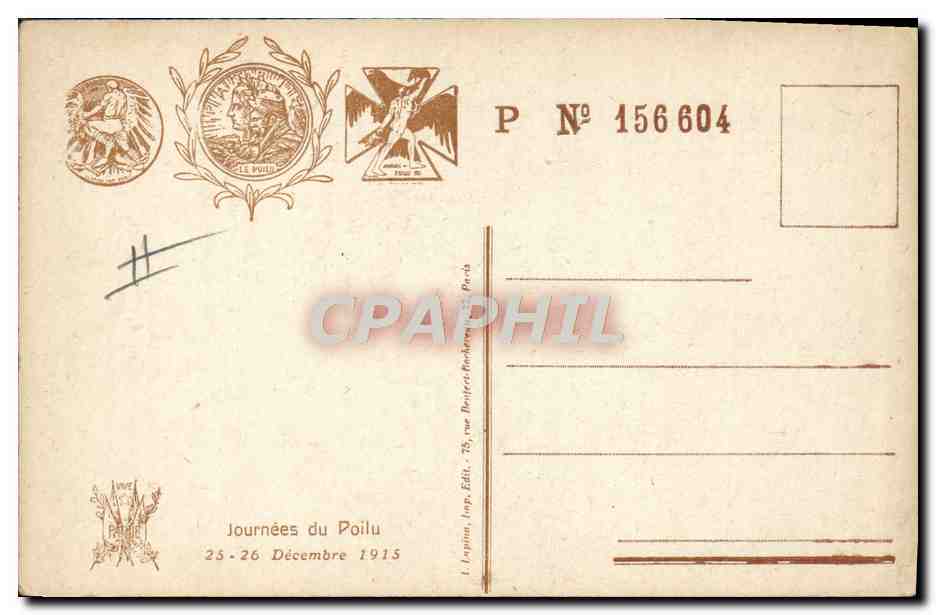 CPA Militaria Journee du Poilu 25 et 26 decembre 1915 — Rückseite