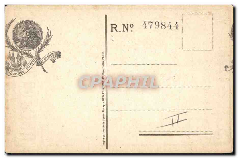 CPA Militaria Journee du Poilu 25 et 26 decembre 1915 — Rückseite