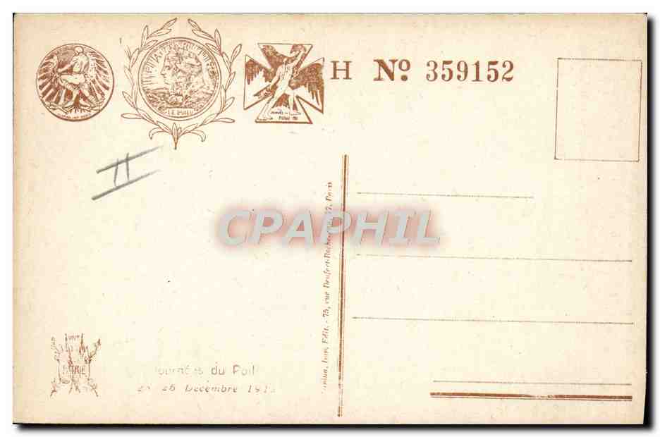 CPA Militaria Journee du Poilu 25 et 26 decembre 1915 — Rückseite