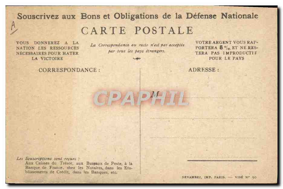 CPA Militaria Bons de Souscription Nationale — Rückseite