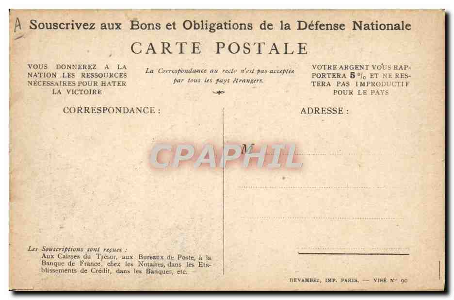 CPA Militaria Bons de Souscription Nationale — Rückseite