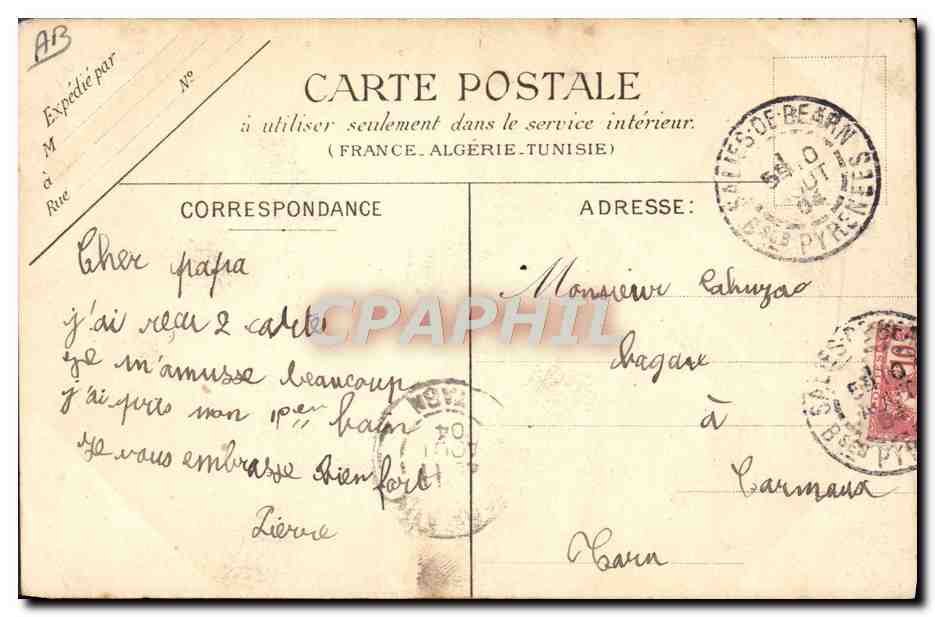 CPA Salies de Bearn Groupe de montagnards Folklore — Verso