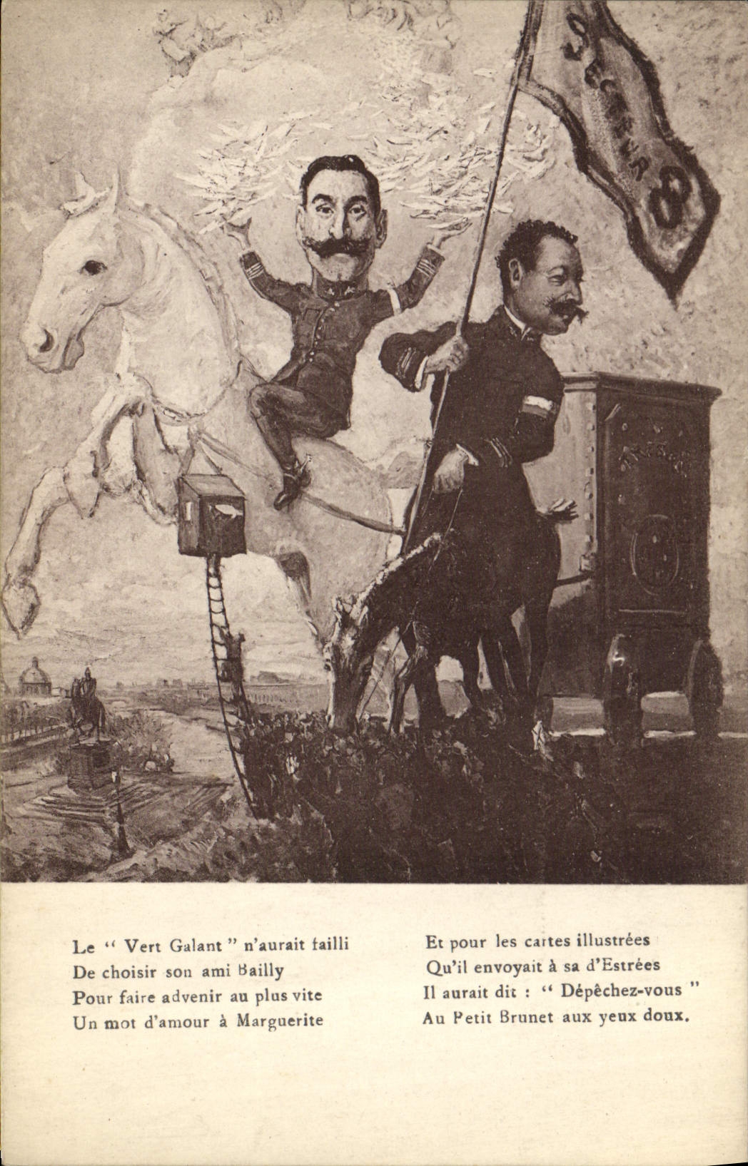 CPA Politique Satirique Le Vert Galant Bailly Cheval