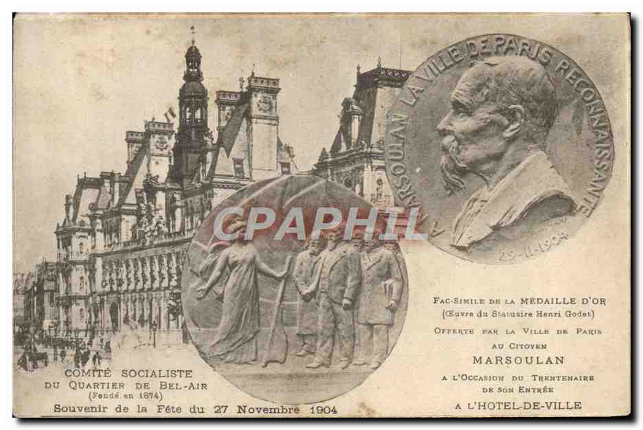 CPA Politique Comite Socialiste du quartie de Bel Air Medaille d'Or Henri Godet Marsoulan 