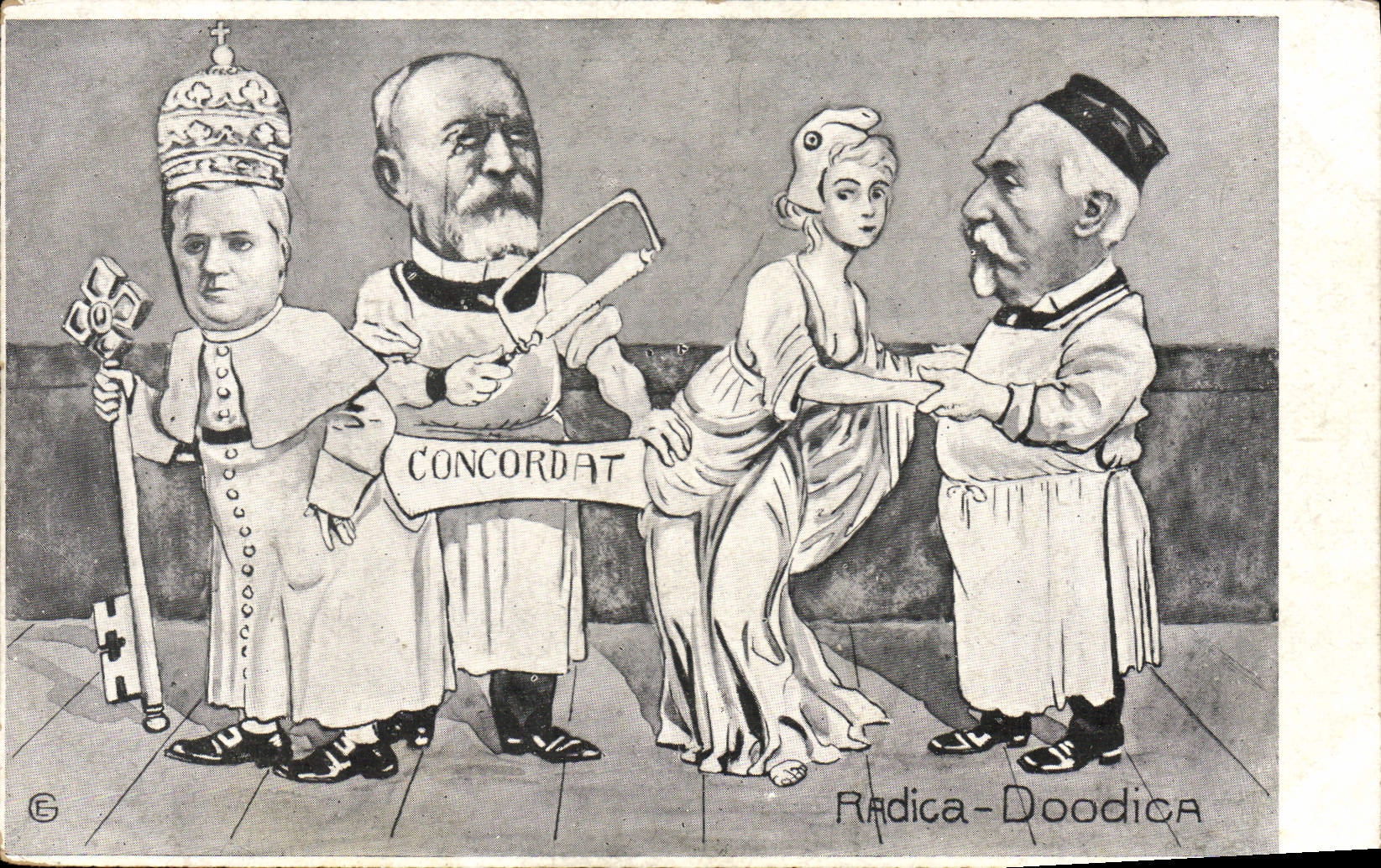 CPA Politique Satirique Concordat Radica Doodica Marianne 