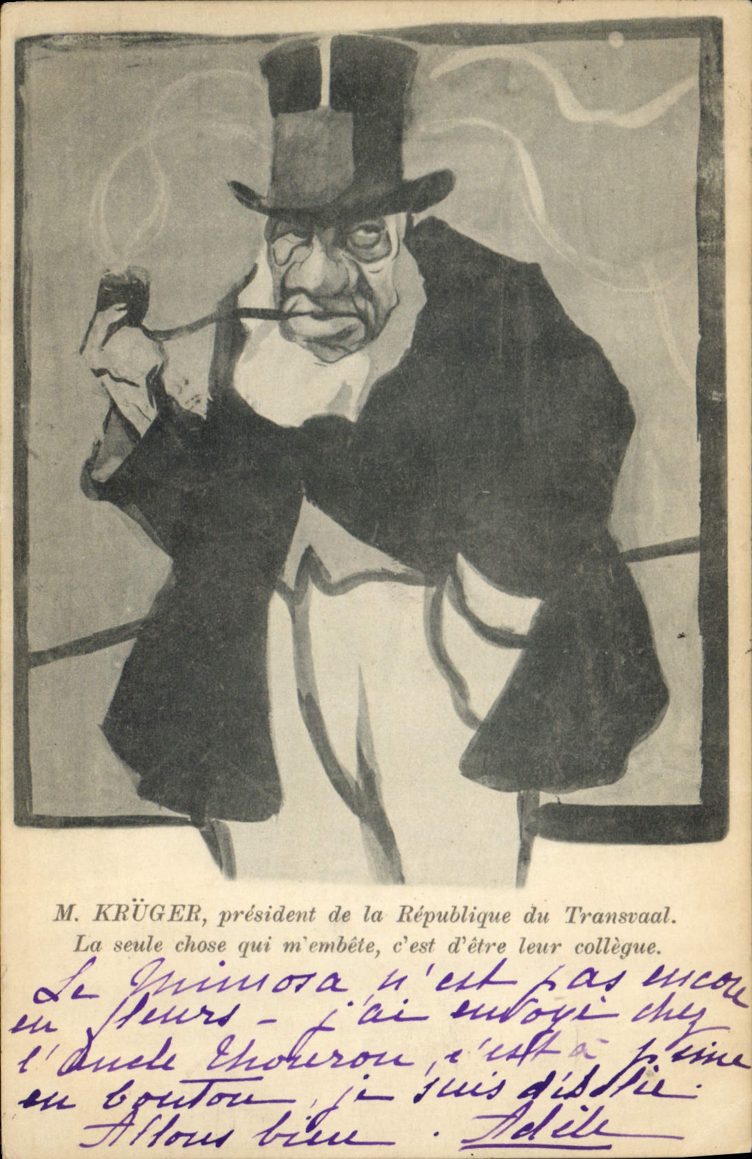 CPA Politique Satirique M Kruger president de la Republique du Transvaal