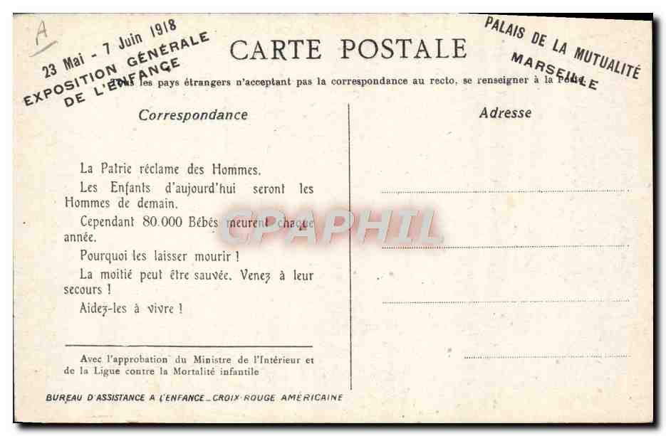 CPA Politique Satirique 80 000 bebes francais perissent chaque annee Choux Droits de l'homme et du citoyen  — Verso