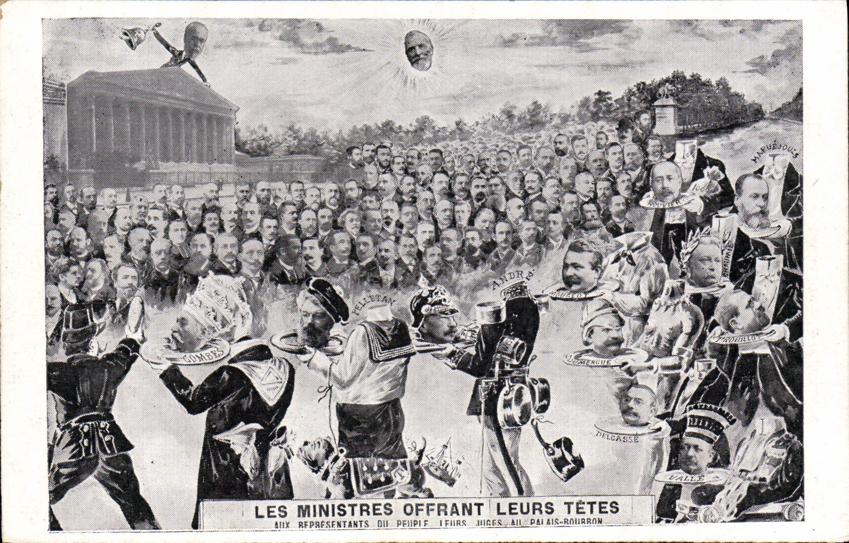 Les ministres offrant leurs têtes — caricature politique — Édition Française (A.M.L.) Paris