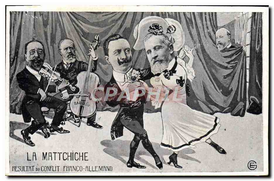 CPA Politique Satirique La Mattchiche Conflit Franco Allemand Violoncelle Violon 