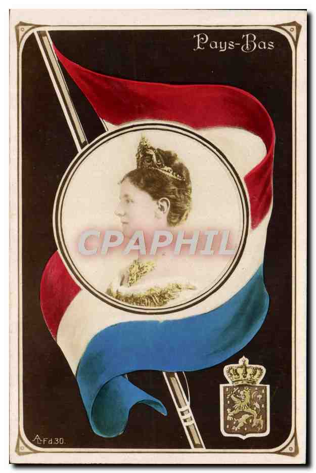 Portrait de reine Wilhelmina — Pays-Bas — éditeur A.Fd.30 - Anverso