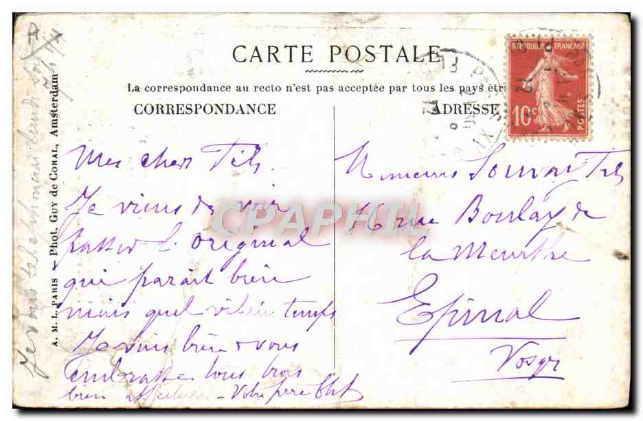 S.M. Wilhelmine, Reine de Hollande — Née le 31 août 1880, Proclamée Reine le 31 août 1890, Mariée le 7 février 1901 à Henri-Ernest, prince des Pays-Bas — A.M.L. Paris — Reverso