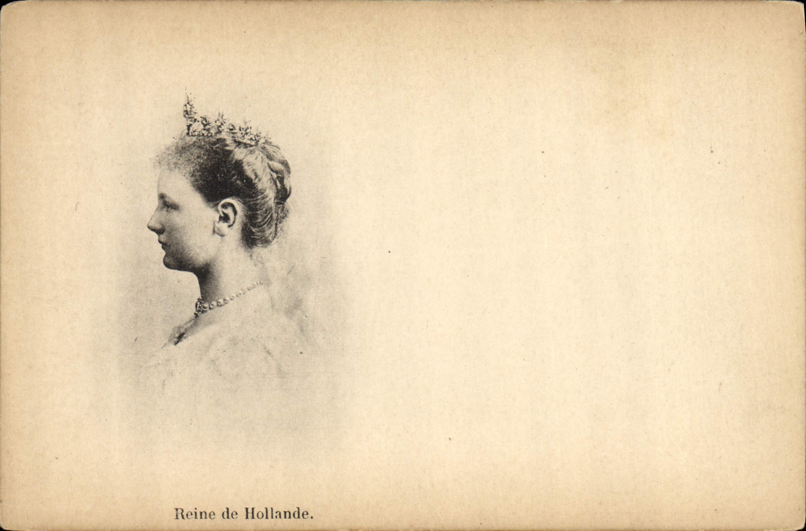 Reine de Hollande — portrait en profil — éditeur non visible