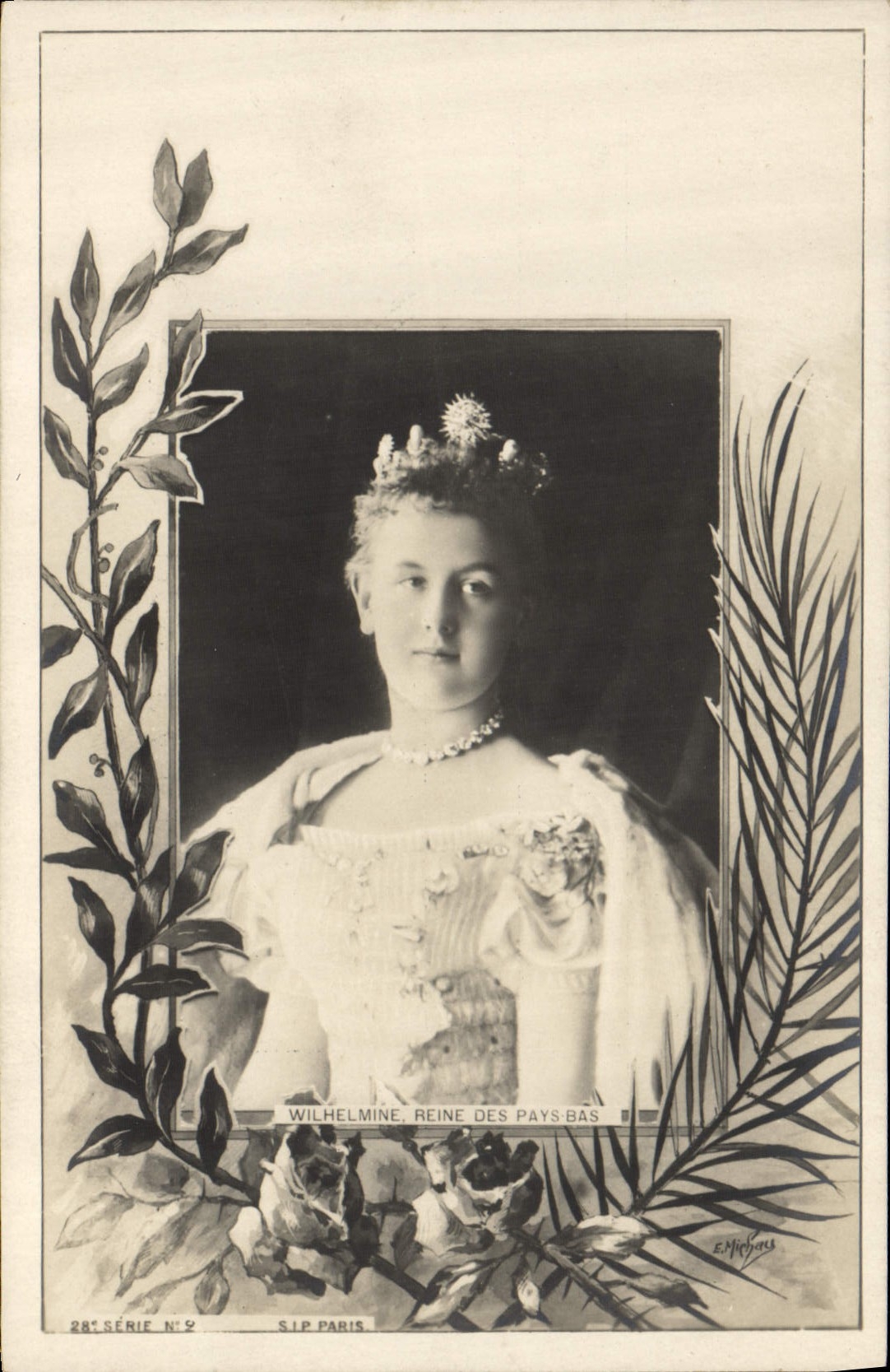 Wilhelmine, Reine des Pays-Bas — portrait officiel — S.I.P. Paris, 28e série N°9