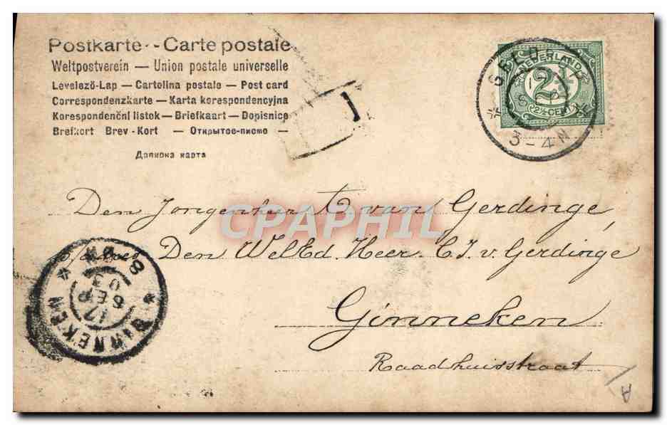 Königin Wilhelmina — portrait en buste — éditeur R, n° 7341 — Reverso